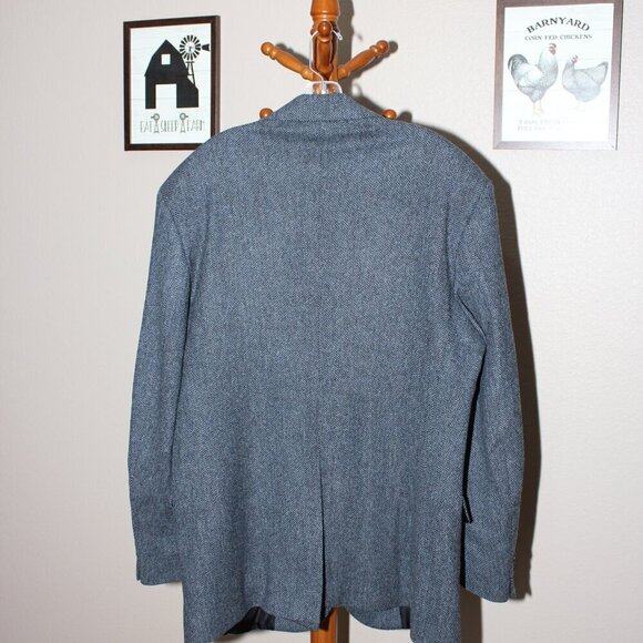 Pendleton Mens Navy Herringbone Wool Sport Coat Jacket Size 44Long - Picture 3 of 12
